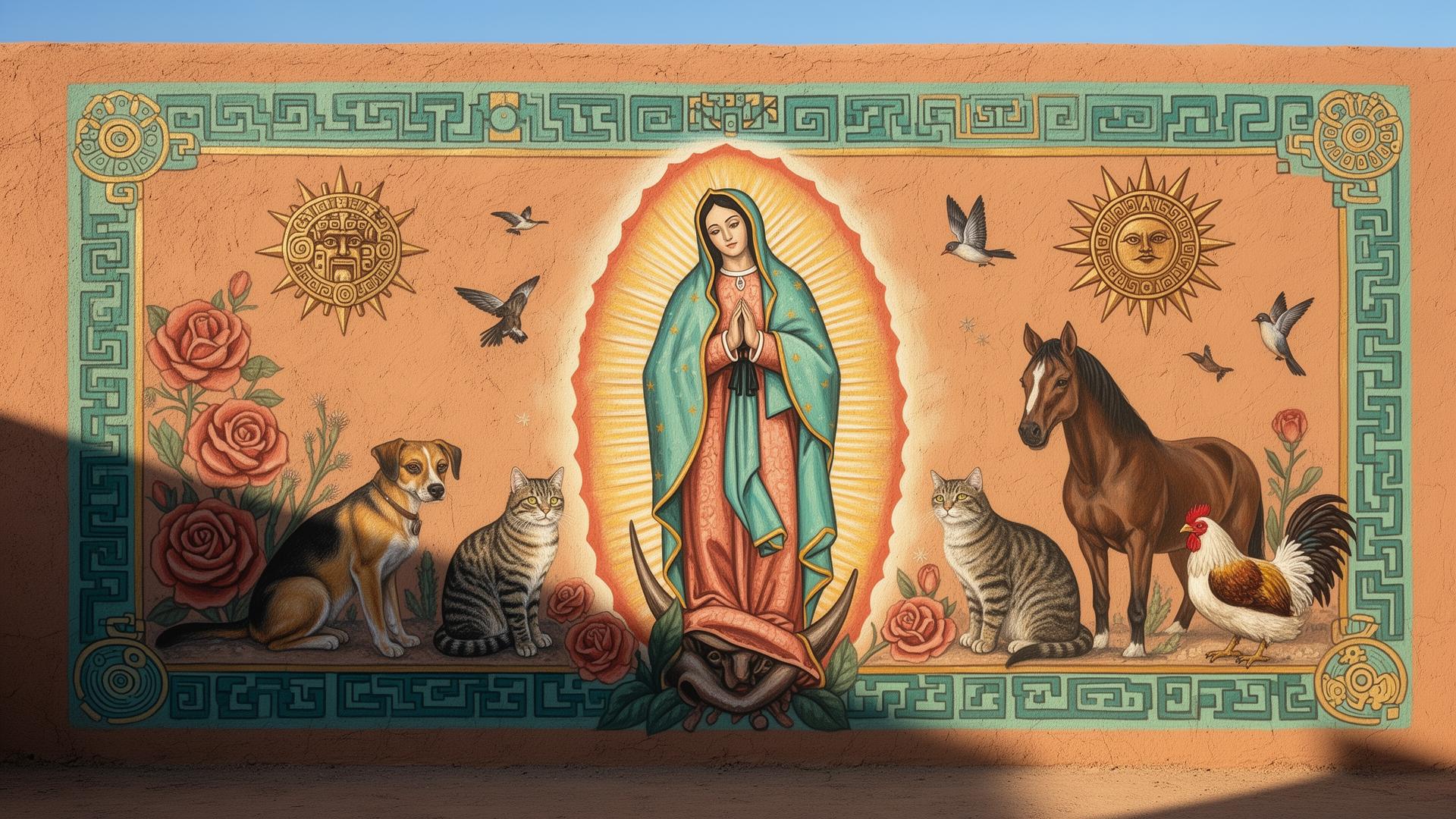 Mural concept: Our Lady of Guadalupe with desert animals